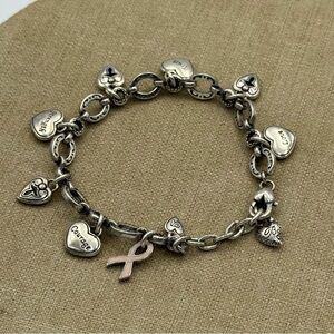 Brighton Silver tone Heart Charm Bracelet